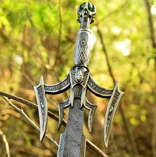 Damascus Sword, Viking Sword, Hand Forged Sword, Long Sword, Sword, Half-Tang Fantasy Sword, Larp Sword, Groomsmen Gift, Birthday Gift.